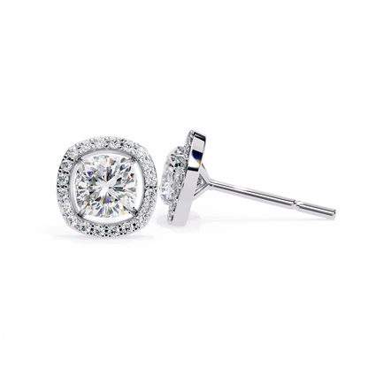 Zara Cushion Solitaire Lab Grown Diamond Studs
