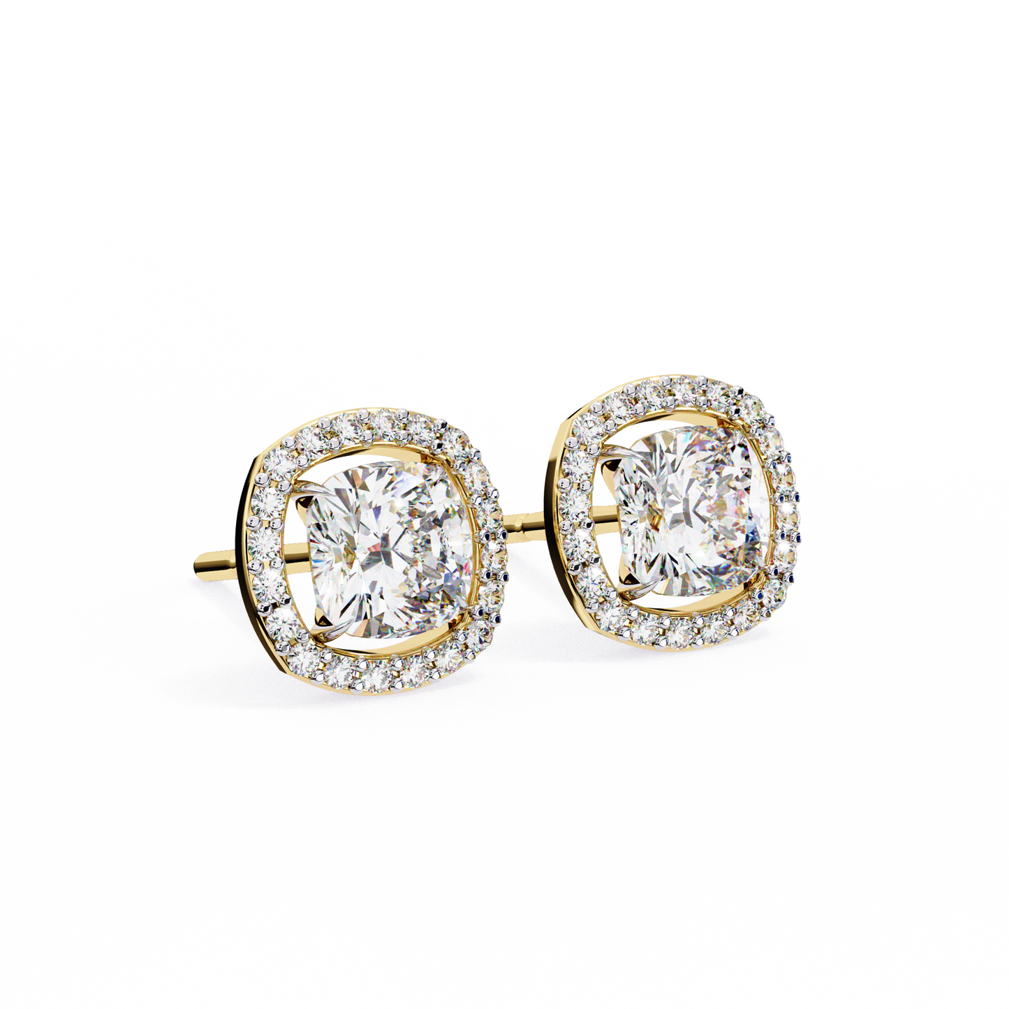 Zara Cushion Solitaire Lab Grown Diamond Studs
