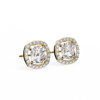 Zara Cushion Solitaire Lab Grown Diamond Studs