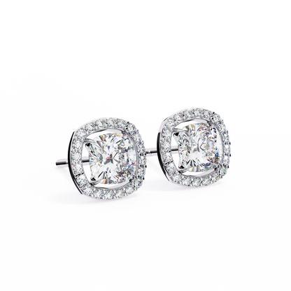 Zara Cushion Solitaire Lab Grown Diamond Studs