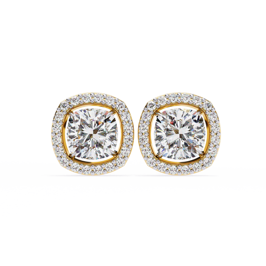 Zara Cushion Solitaire Lab Grown Diamond Studs