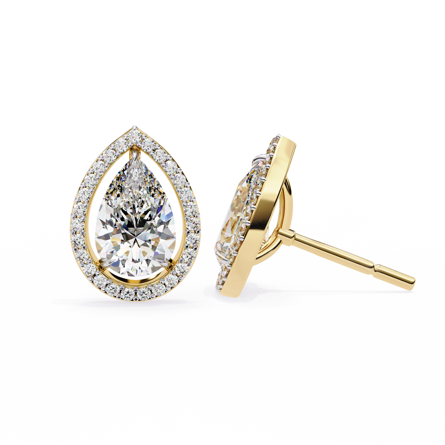 Seher Pear Solitaire Lab Grown Diamond Studs