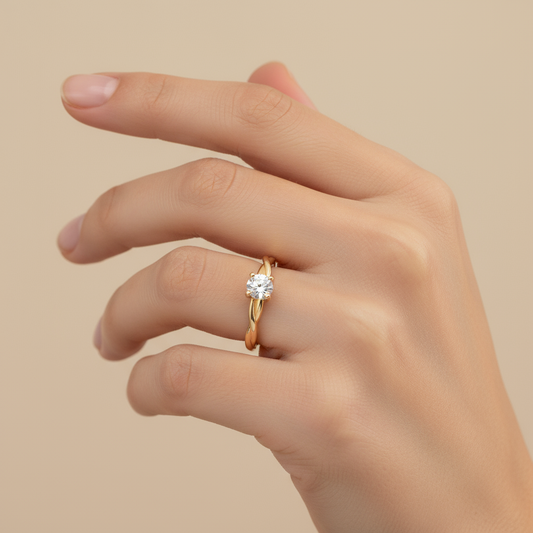 Single Solitaire Twist Ring