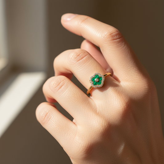 Flower Malachite Ring