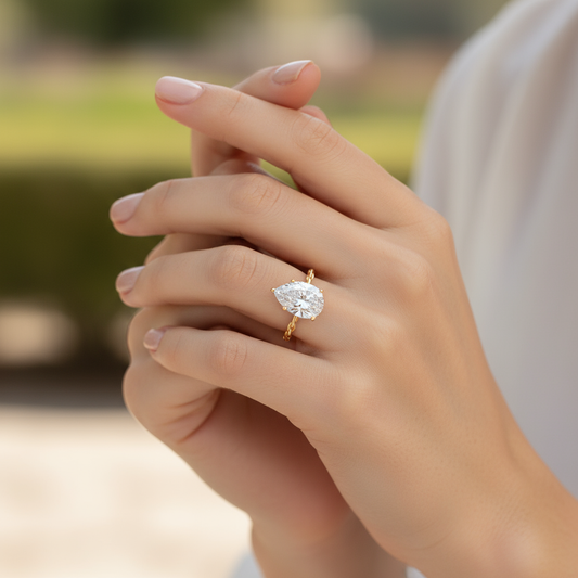 Pear Solitaire Rope Ring Swaroski