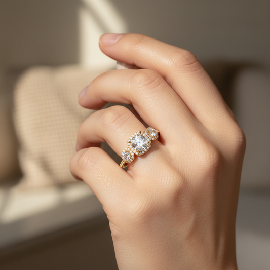 Three Cushion Cut Ring