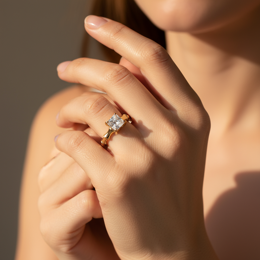 Princess Cut Dia Bamboo Ring