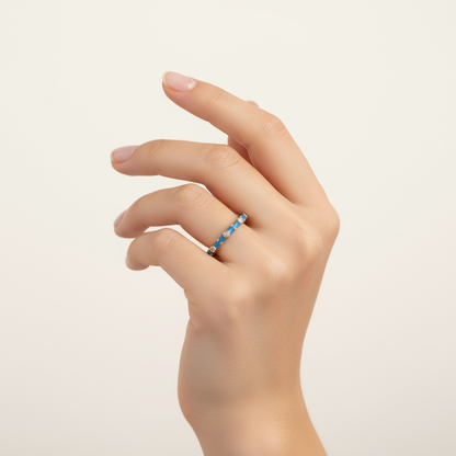 Blue Enamel Dia Ring