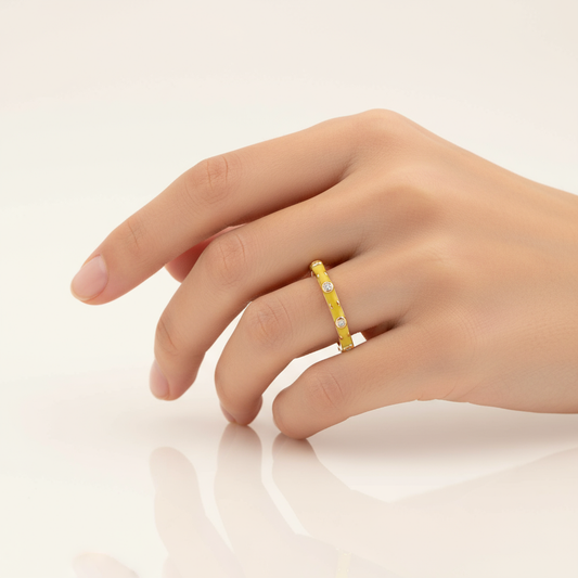 Yellow Enamel Dia Ring