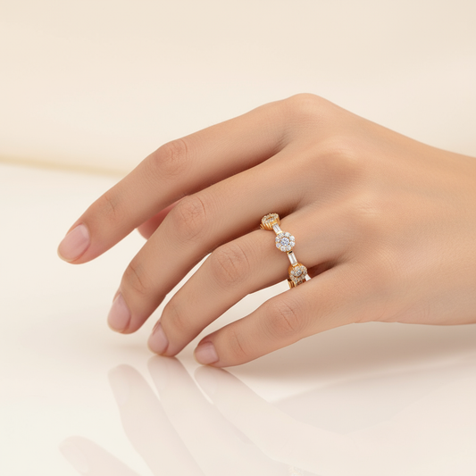 Flower Baguette Ring