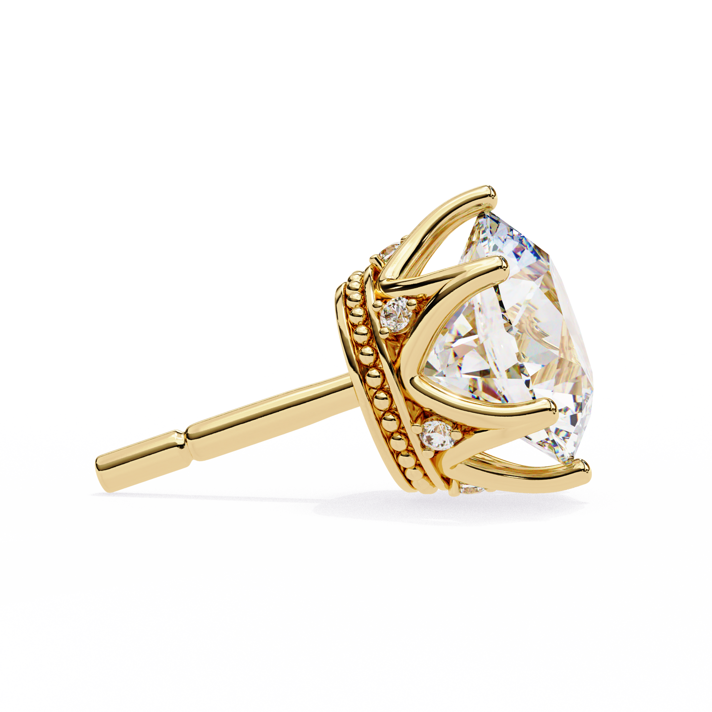 Round six nail Lab Grown Diamond Solitaire Studs