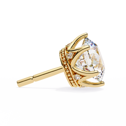 Round six nail Lab Grown Diamond Solitaire Studs