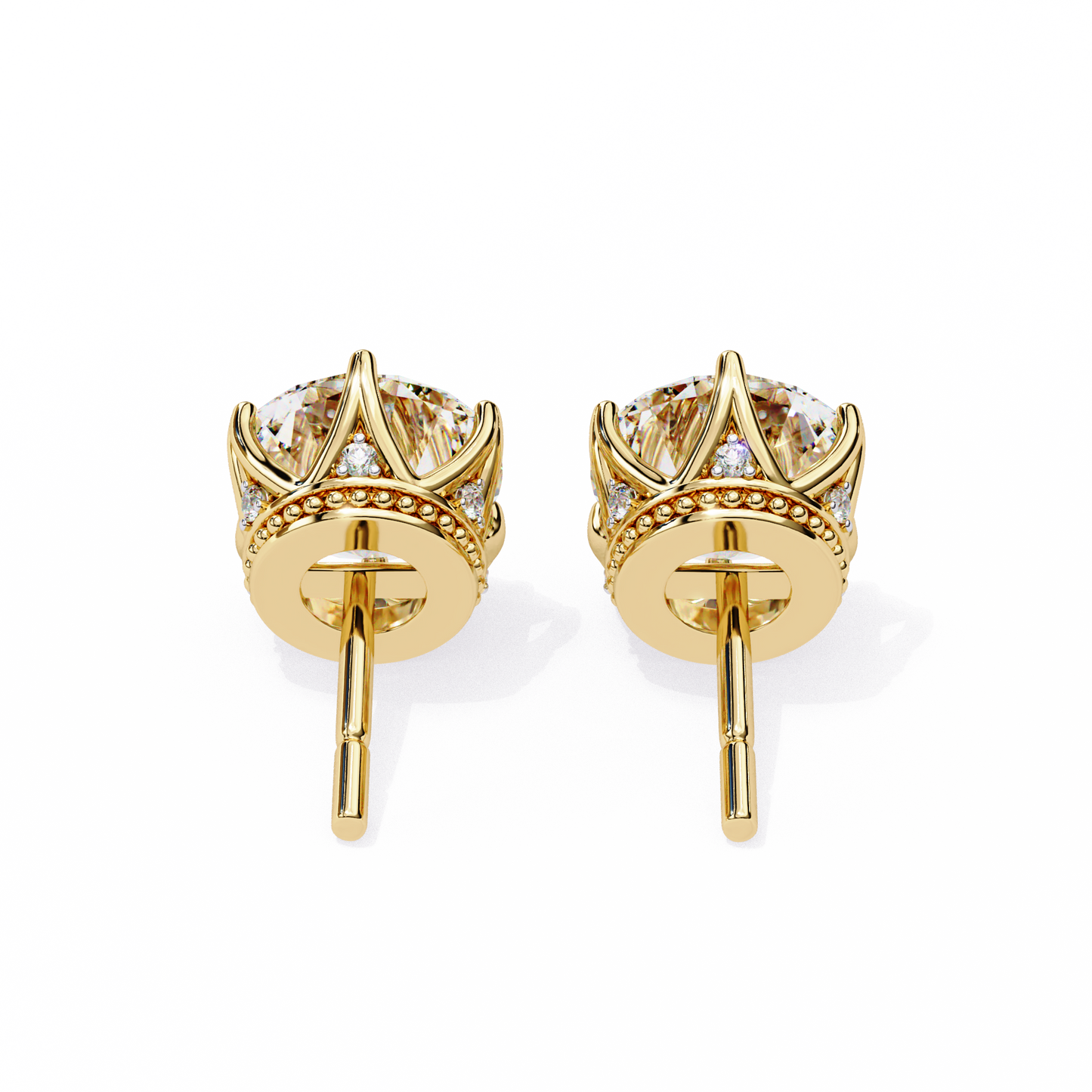 Round six nail Lab Grown Diamond Solitaire Studs