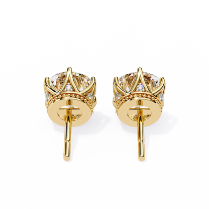 Round six nail Lab Grown Diamond Solitaire Studs