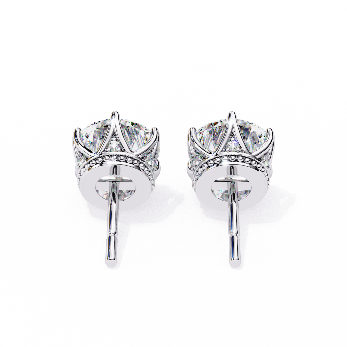 Round six nail Lab Grown Diamond Solitaire Studs