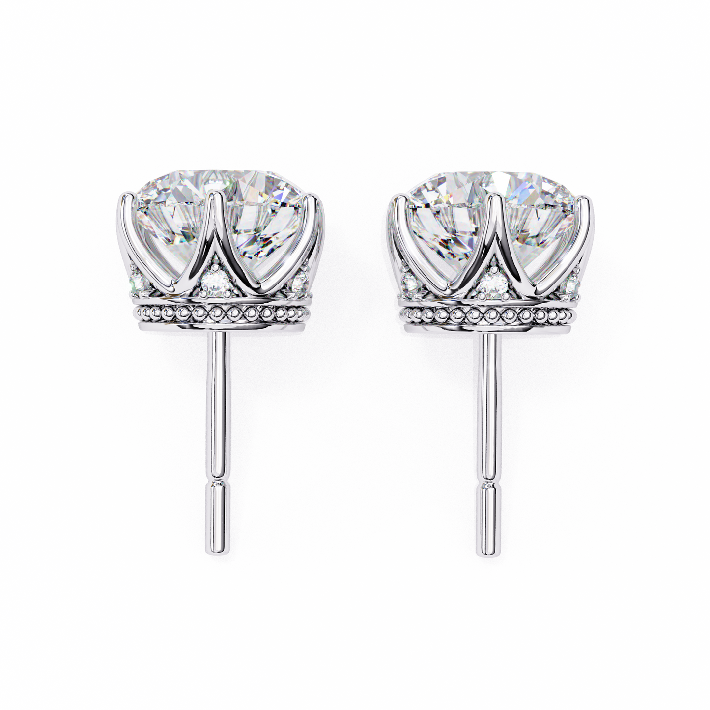 Round six nail Lab Grown Diamond Solitaire Studs