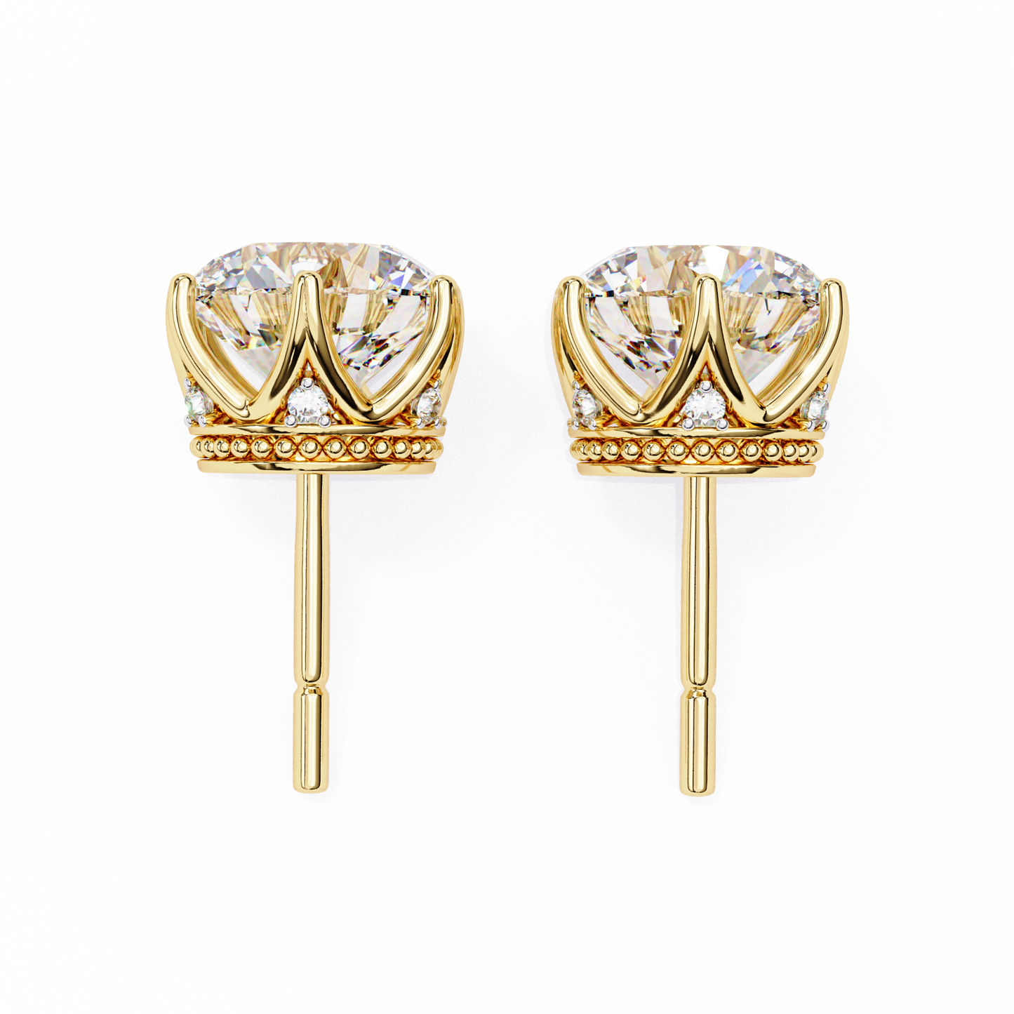 Round six nail Lab Grown Diamond Solitaire Studs