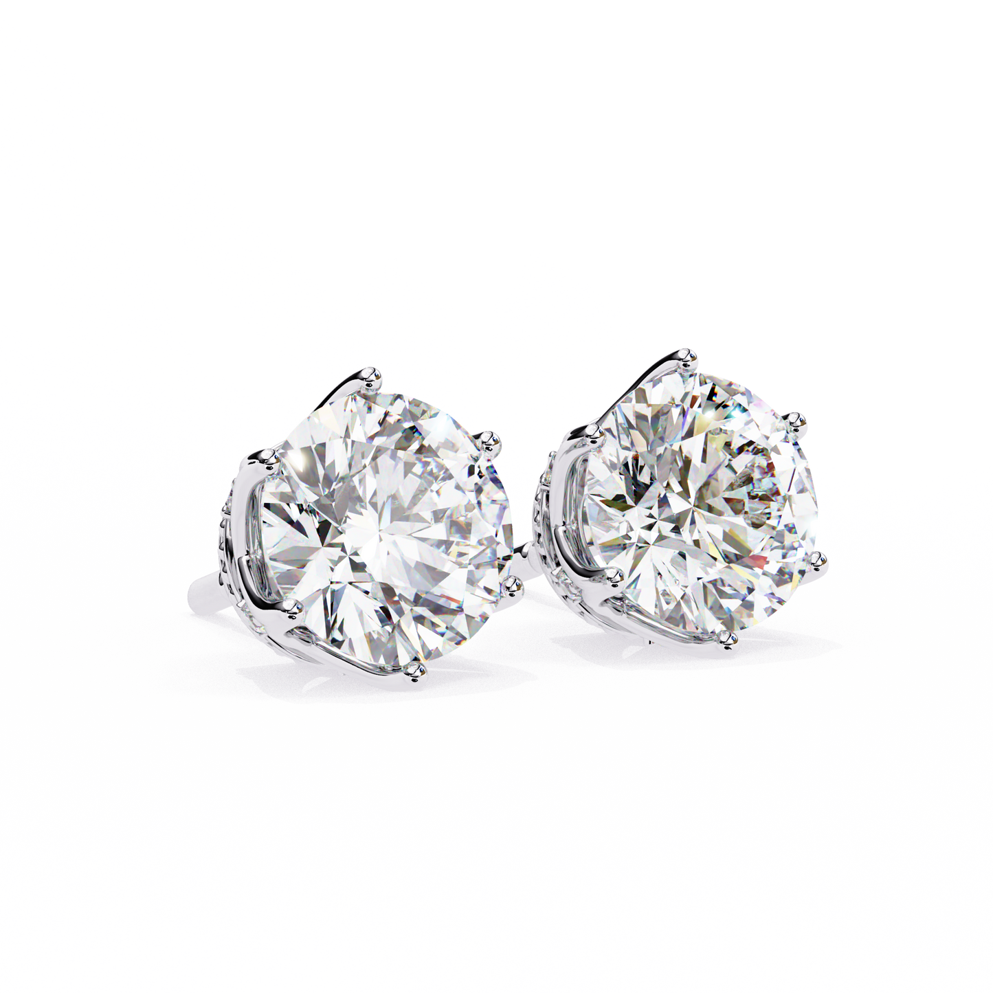 Round six nail Lab Grown Diamond Solitaire Studs
