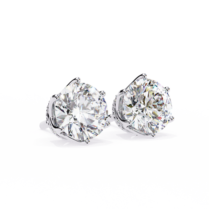 Round six nail Lab Grown Diamond Solitaire Studs