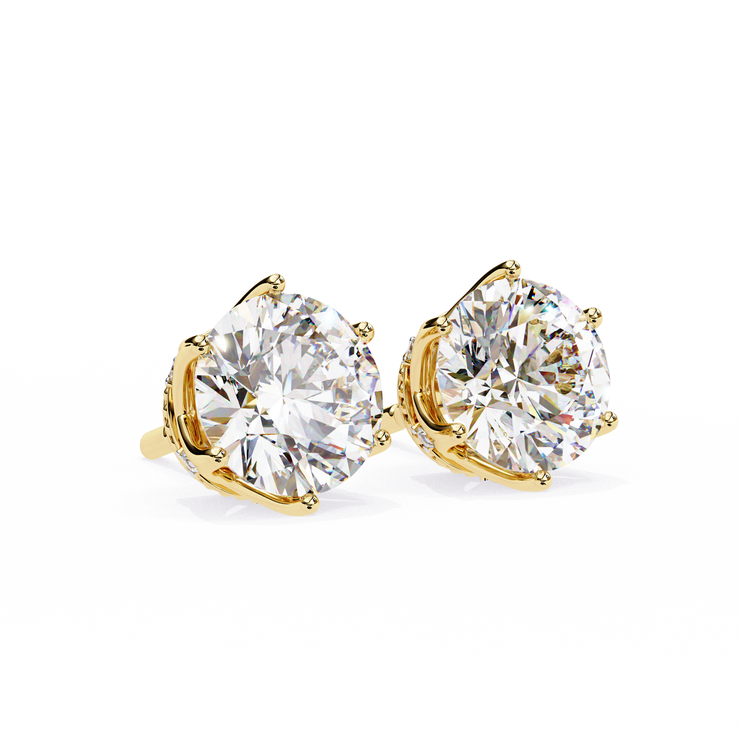 Round six nail Lab Grown Diamond Solitaire Studs