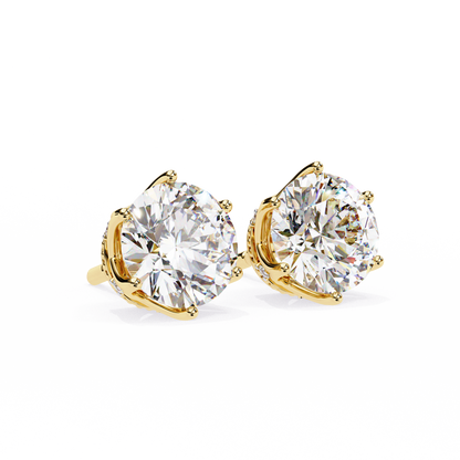 Round six nail Lab Grown Diamond Solitaire Studs