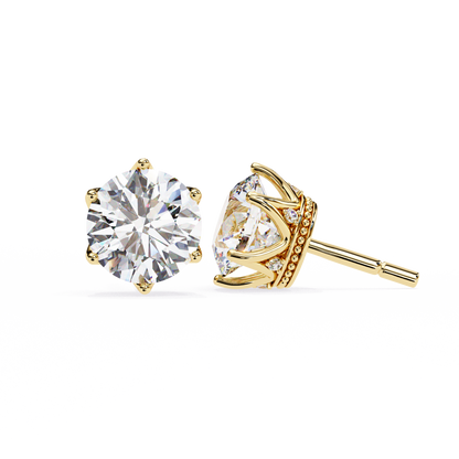 Round six nail Lab Grown Diamond Solitaire Studs