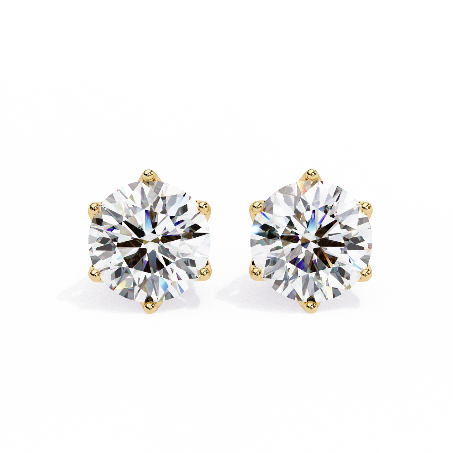 Round six nail Lab Grown Diamond Solitaire Studs