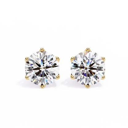 Round six nail Lab Grown Diamond Solitaire Studs