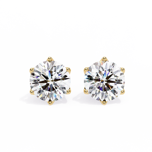 Round six nail Lab Grown Diamond Solitaire Studs