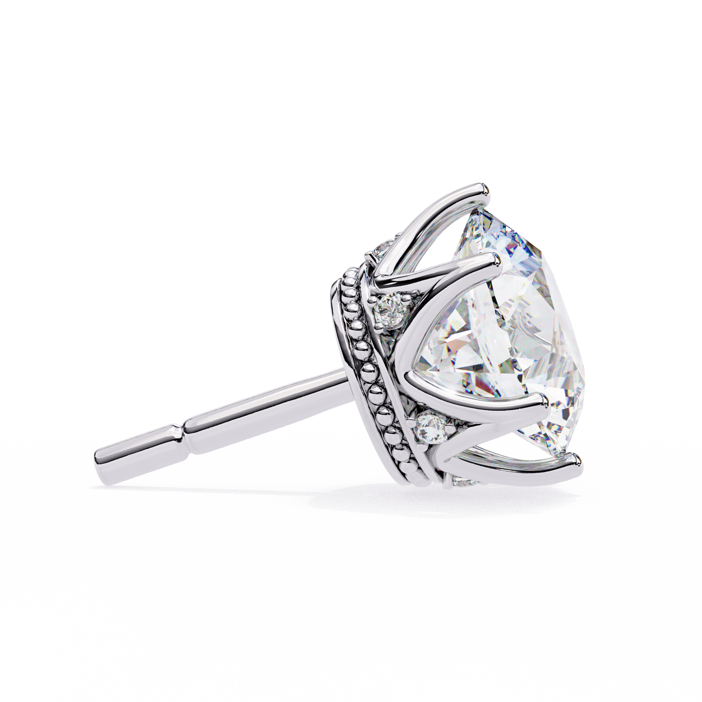 Round six nail Lab Grown Diamond Solitaire Studs