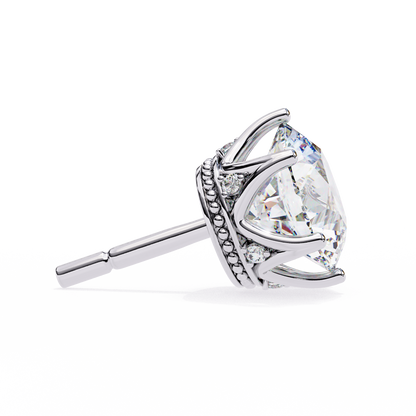 Round six nail Lab Grown Diamond Solitaire Studs
