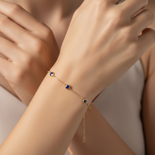 Blue Sapphire  Bezel Bracelet