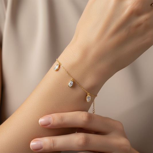 Three Oval Diamond Hanging Bracelet