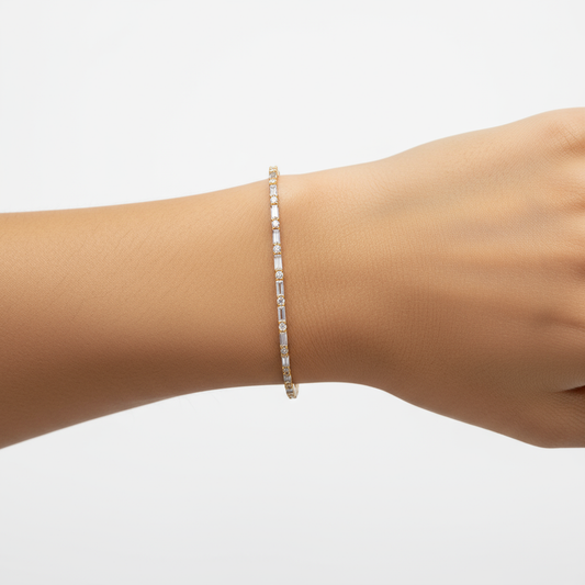 Baguette and Round Diamond Tennis Bracelet