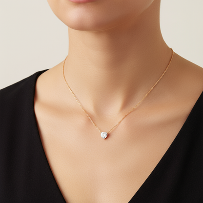 Heart Solitaire Diamond Chain Pendant