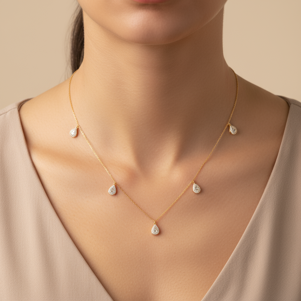 Pear Shape Charm and Chain