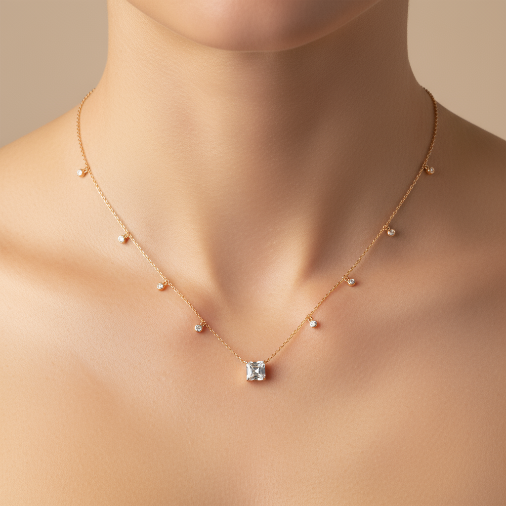 Princess and Round Diamond Chain