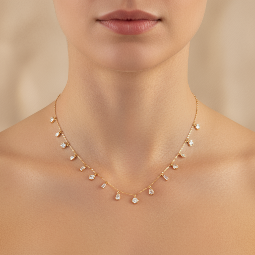 Mix Diamond Charms Hanging Chain