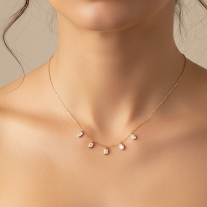 Oval Diamond Hanging Chain Pendant