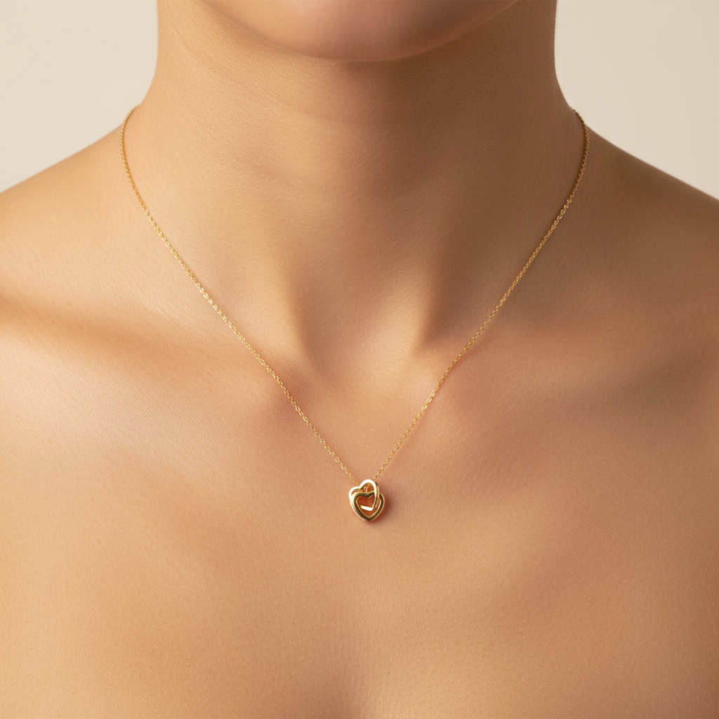 Heart Interlocked Chain Pendant