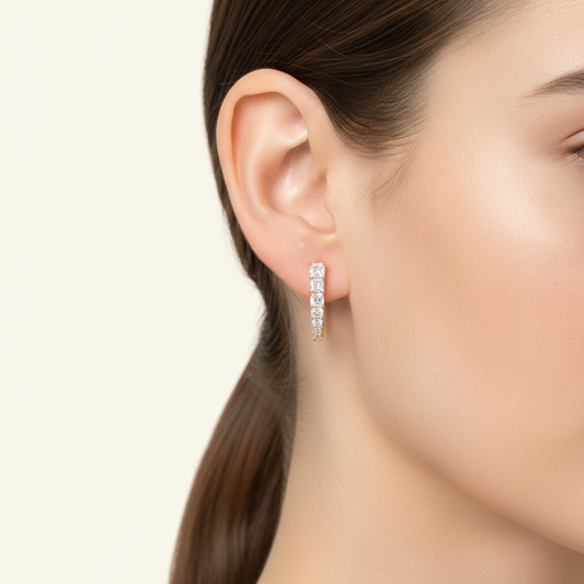 Princess Diamond Descending Hoops