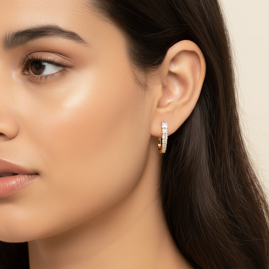 Princess Diamond Descending Hoops