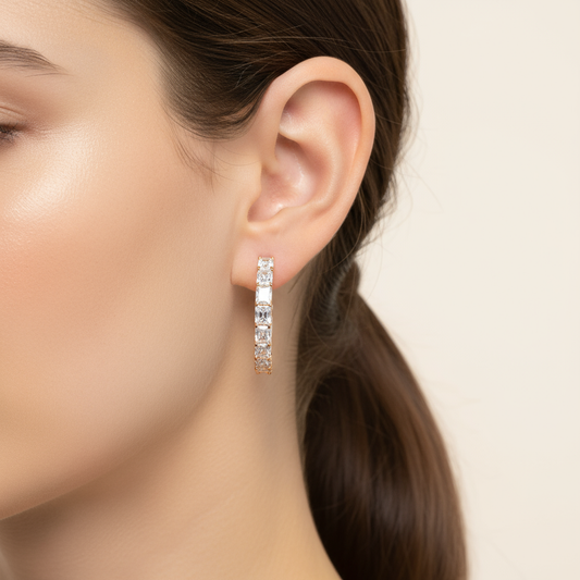 Radiant Cut Diamond Hoop