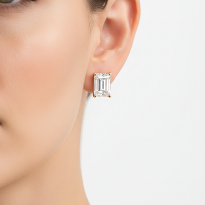 Emerald Diamond Stud Small