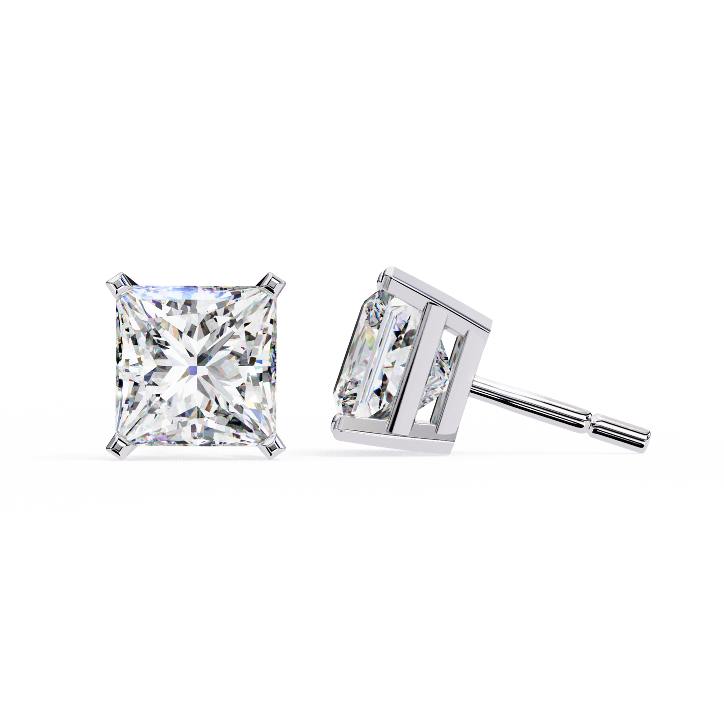 Princess Solitaire Lab Grown Diamond Stud