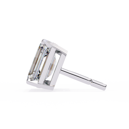 Emerald Solitaire Lab Grown Diamond Studs