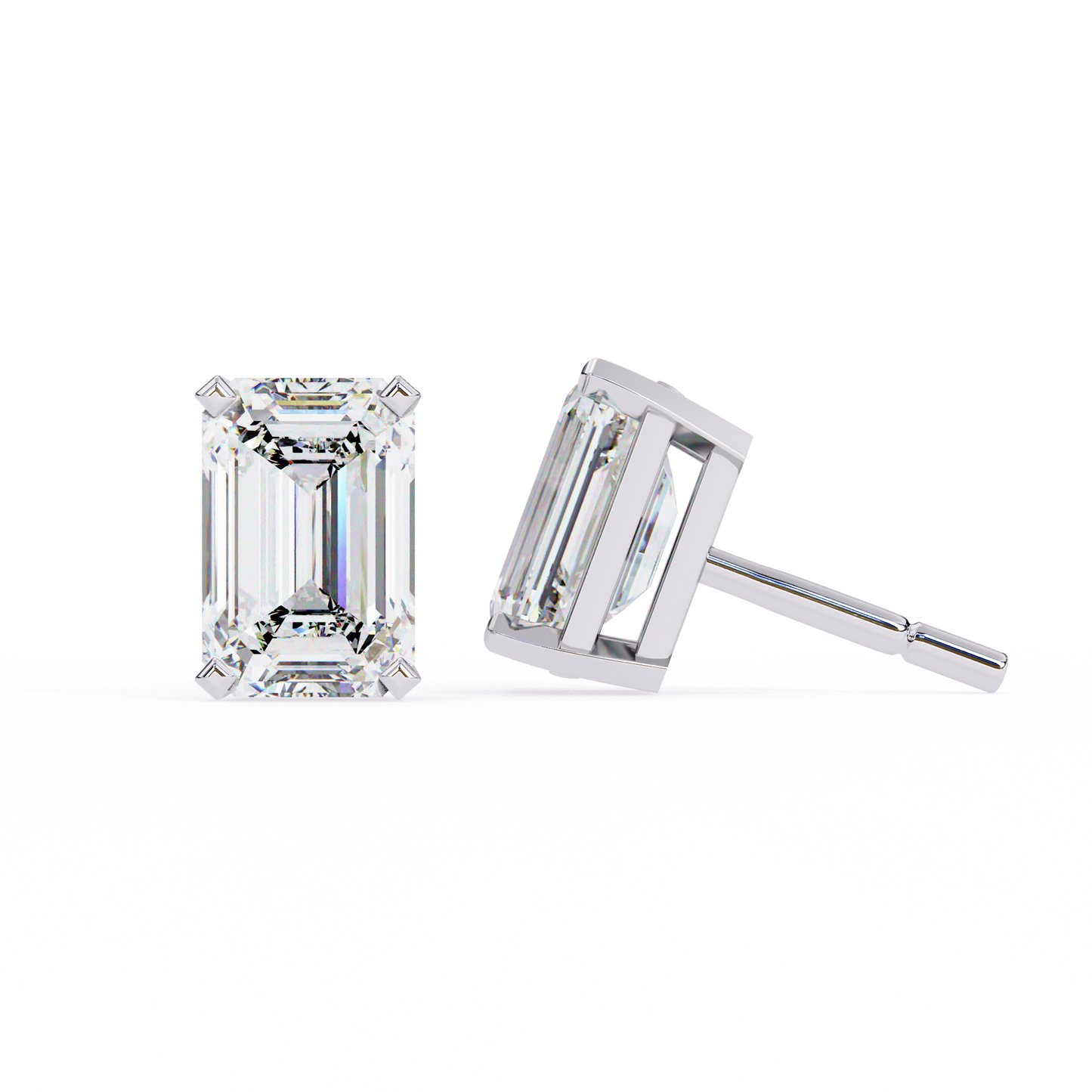 Emerald Solitaire Lab Grown Diamond Studs