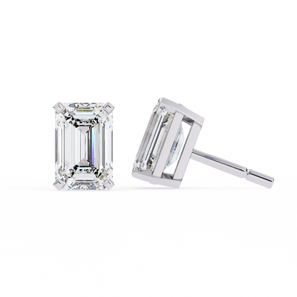 Emerald Solitaire Lab Grown Diamond Studs