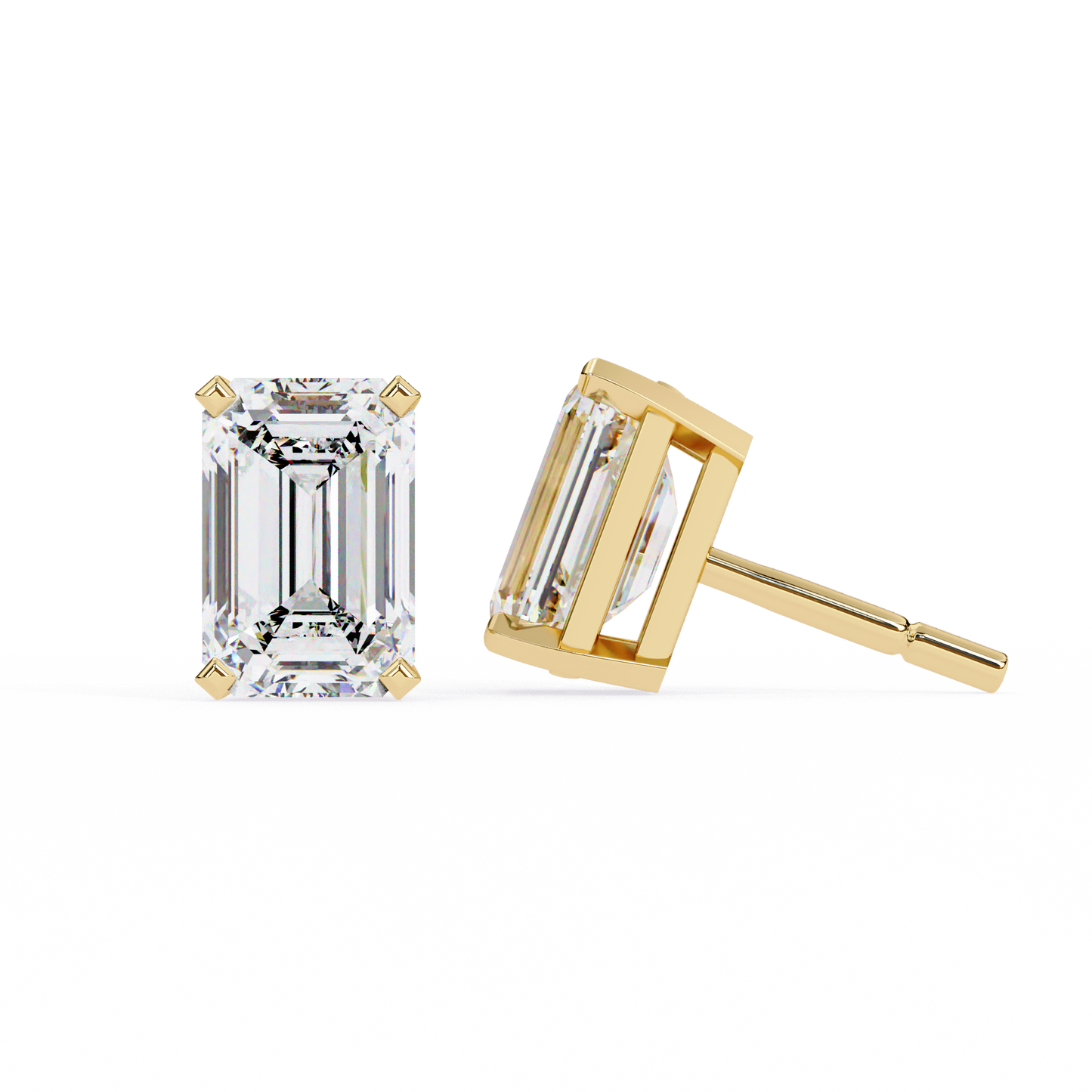 Emerald Solitaire Lab Grown Diamond Studs