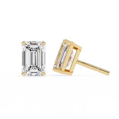 Emerald Solitaire Lab Grown Diamond Studs
